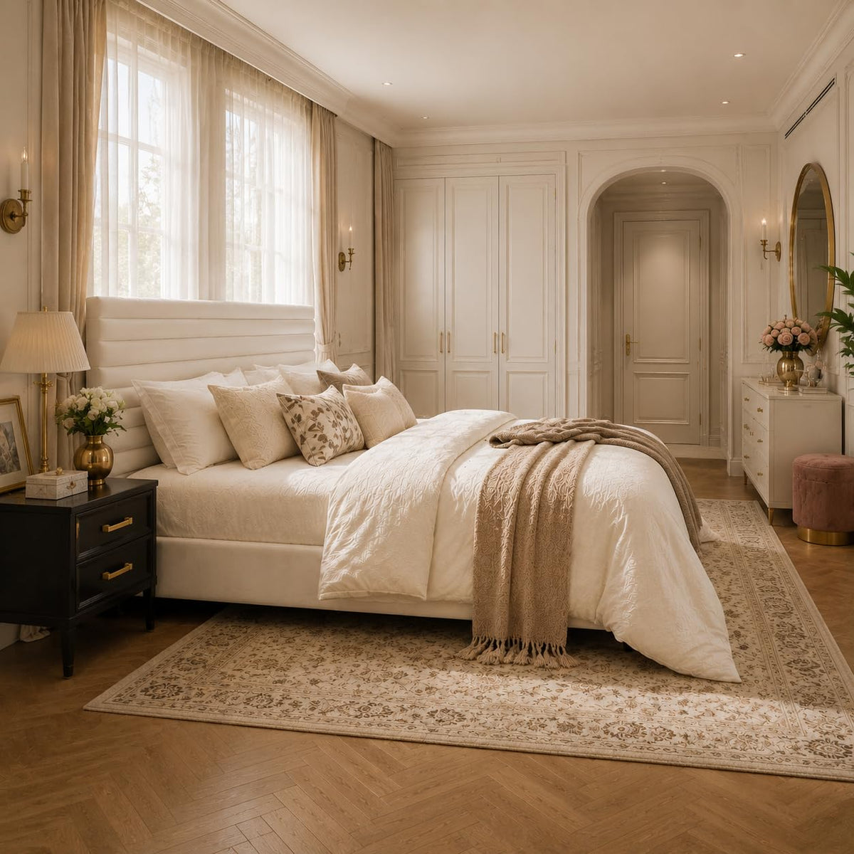 Queen Velvet Upholstered Bed Frame with Adjustable Headboard R946