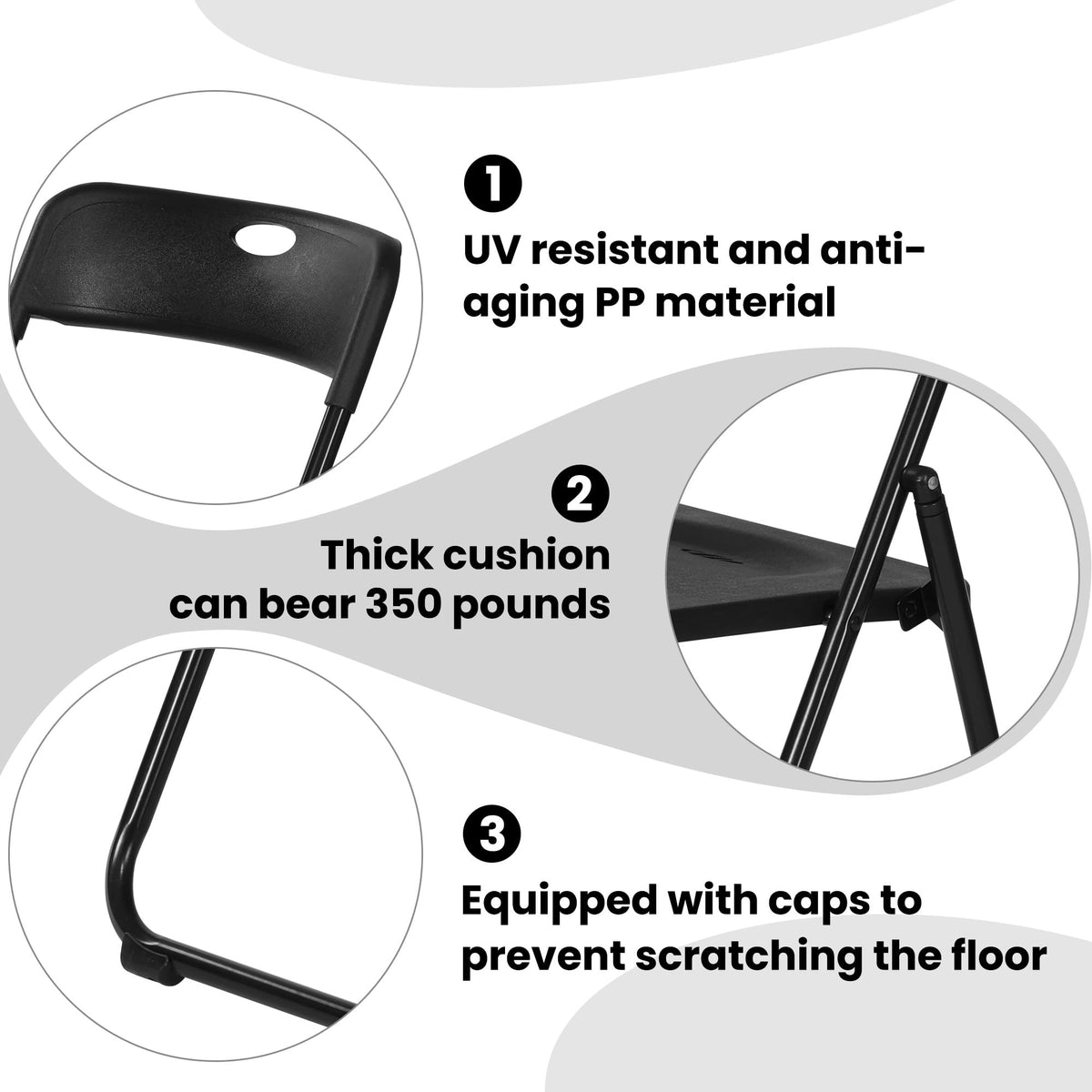 Black Plastic Folding Chairs 10 Pack L6587