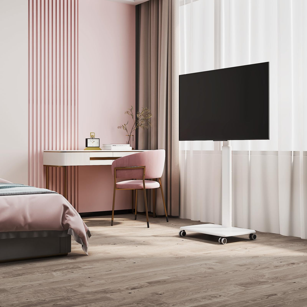 White Rolling TV Stand M733336