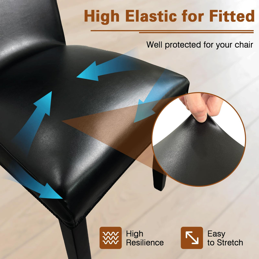 Black Set of 4 Waterproof Stretch Dining Chair Covers H403903