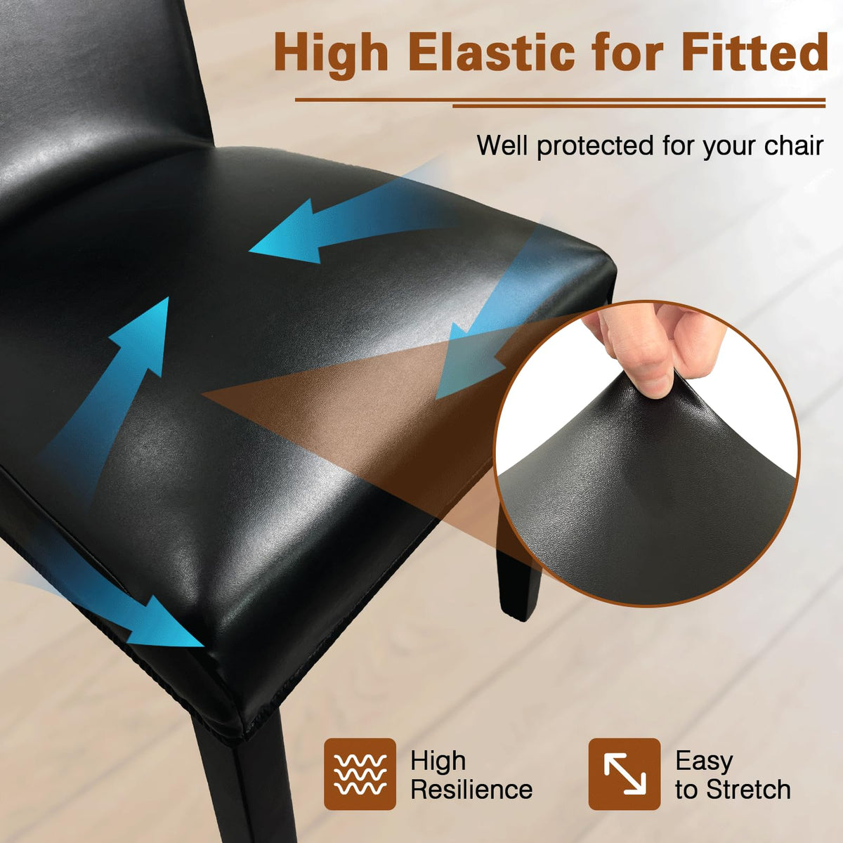 Black Set of 4 Waterproof Stretch Dining Chair Covers H403903