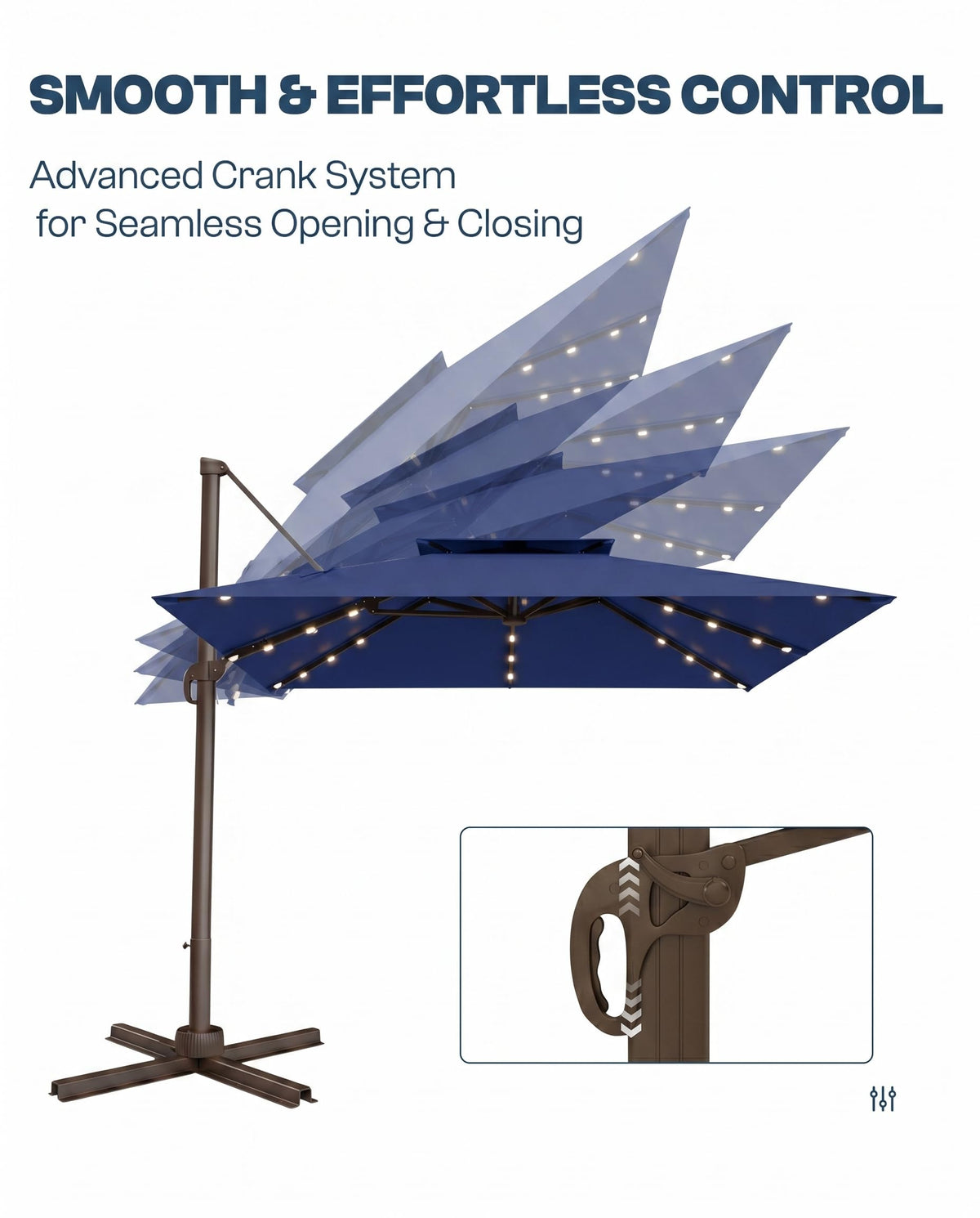 11x11 FT Double-Top Cantilever Patio Umbrella with Lights Z7754