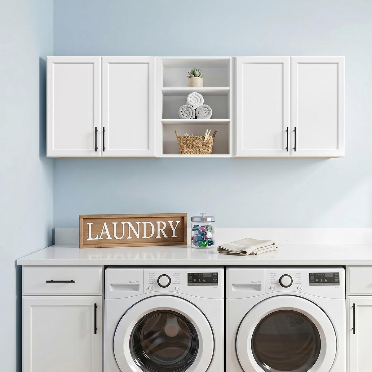 62.8" W Wall Mounted Laundry Cabinets with Adjustable Shelf G972752