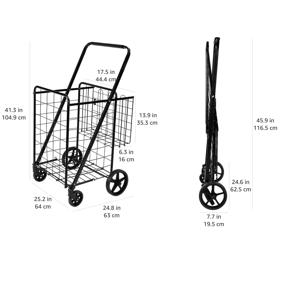 Foldable Utility Cart with 360-Degree Wheels, X-Large, Black L917
