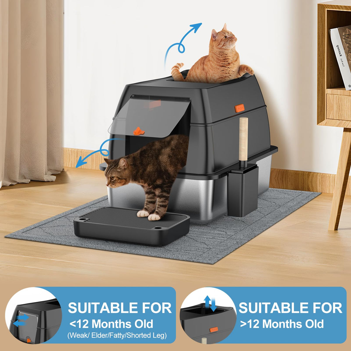 Extra Large Stainless Steel Litter Box with Lid G450