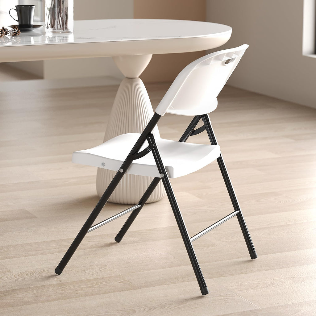 Heavy Duty Plastic Folding Chair with Steel Frame, White, 16 Pack T133