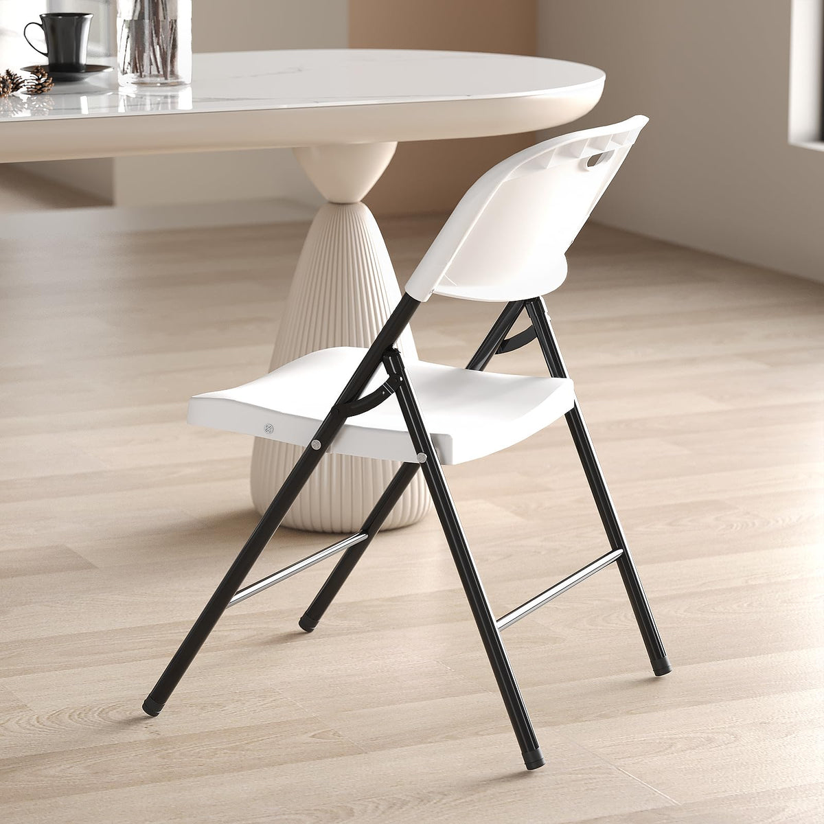 Heavy Duty Plastic Folding Chair with Steel Frame, White, 16 Pack T133