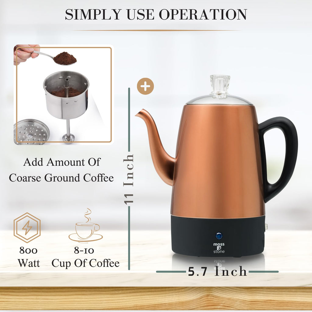 10 Cup Copper Electric Percolator Coffee Pot G903