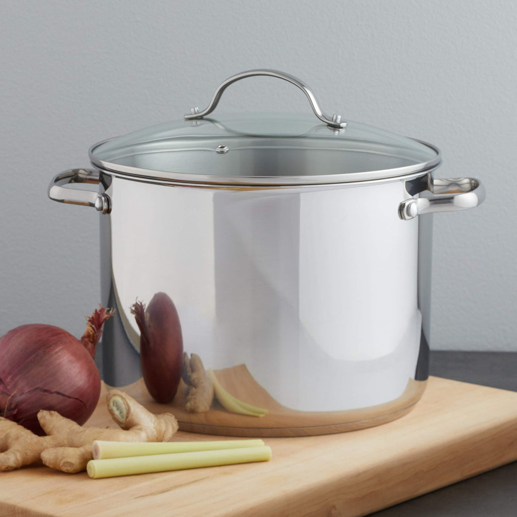 Stainless Steel 8 Quart Stock Pot with Glass Lid V2184