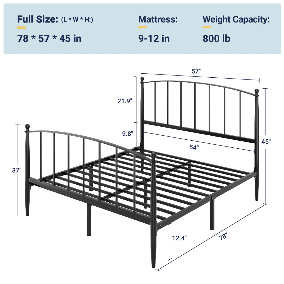 Metal Full Size Platform Bed Frame D22693