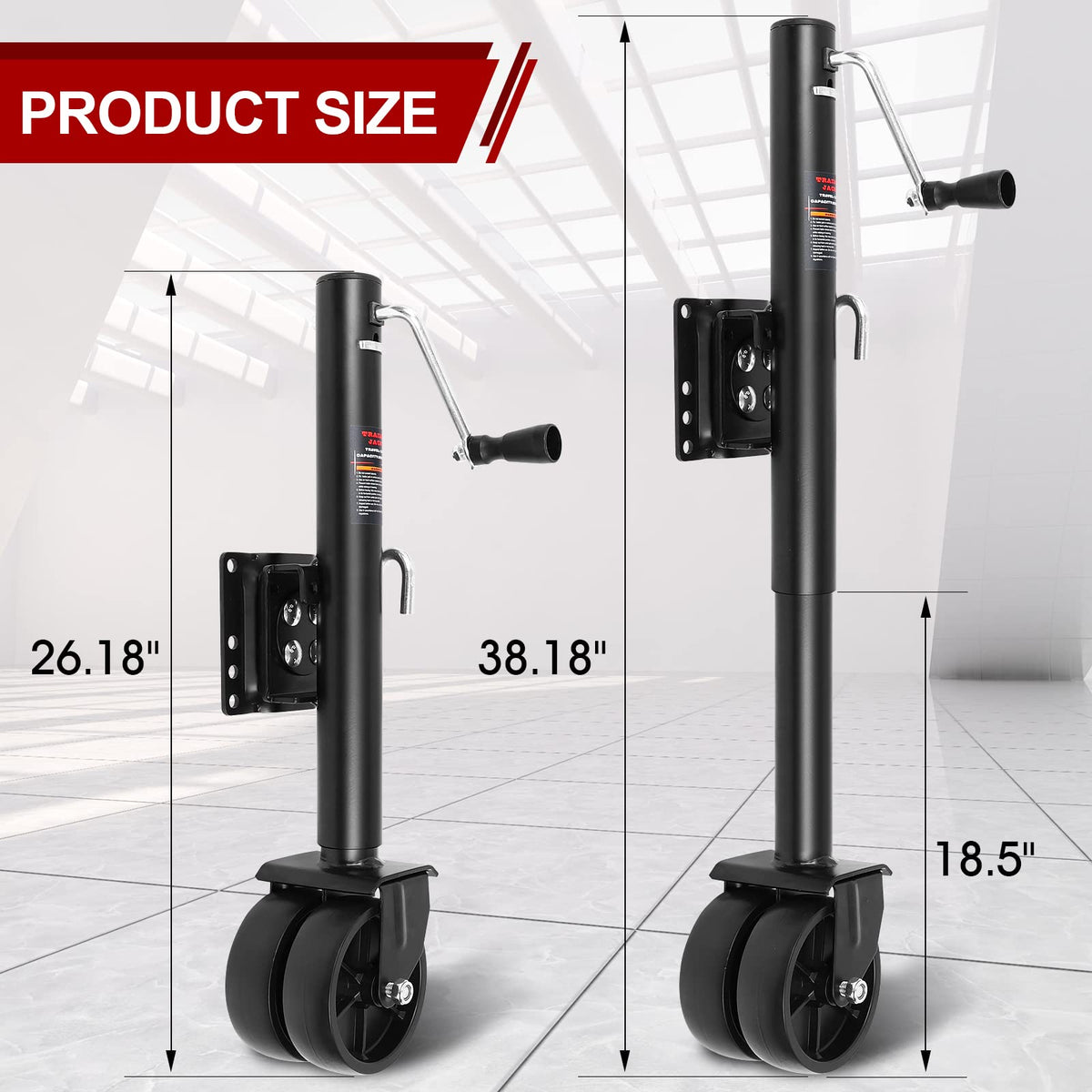 2000 lbs Dual Wheel Trailer Jack with 6" Caster Wheels D361