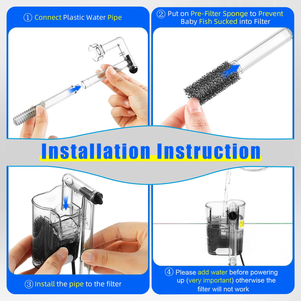 Aquarium Hang on Power Filter 3 Gallon 65GPH G796
