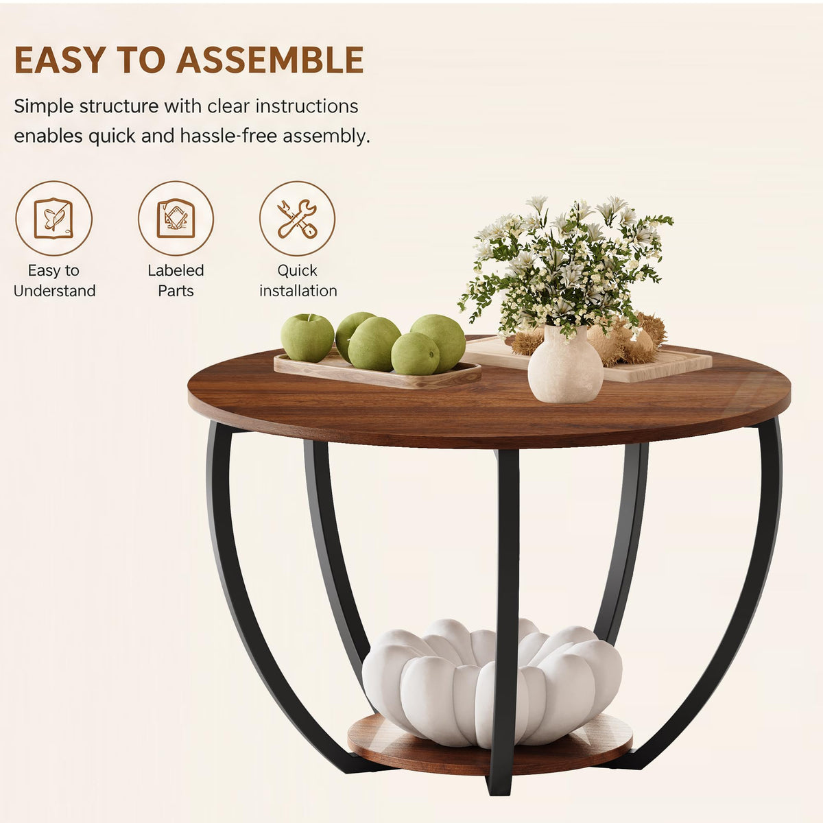 Round Coffee Table with Storage I6818