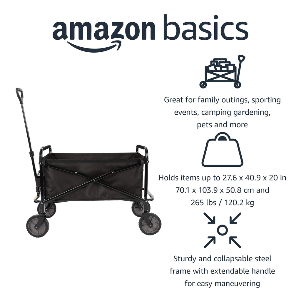 Collapsible Heavy Duty Utility Wagon 265 Pounds Capacity Black W808799