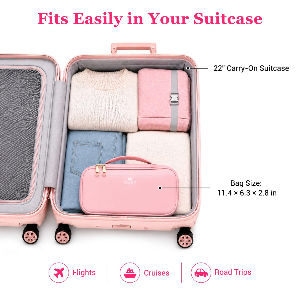 Pink Mini Travel Mahjong Tile Set with Racks and Bag M304