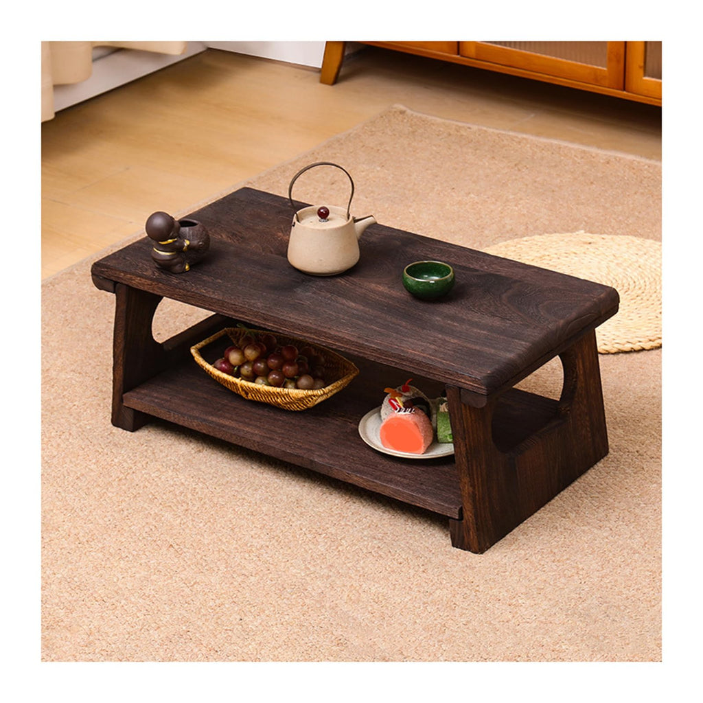 Mid-Century Foldable Coffee Table with Shelf 60x30x22cm M653379