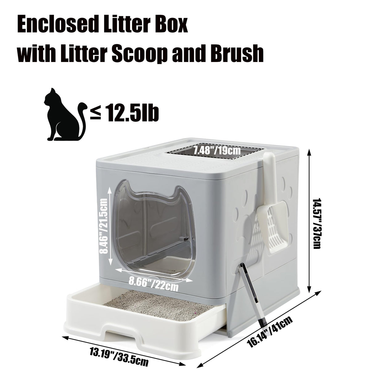 Covered Litter Box with Lid and Scooper Y540
