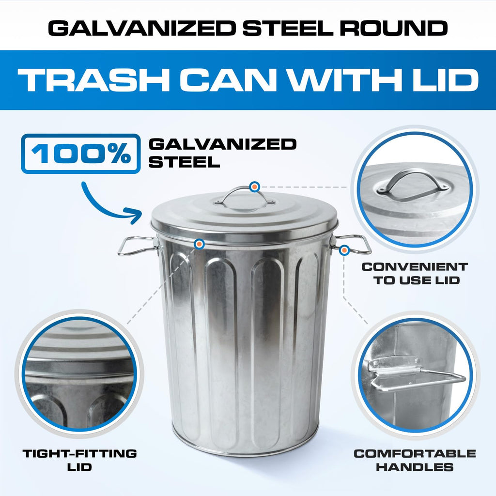 5 Gallon Metal Trash Can with Lid K7773