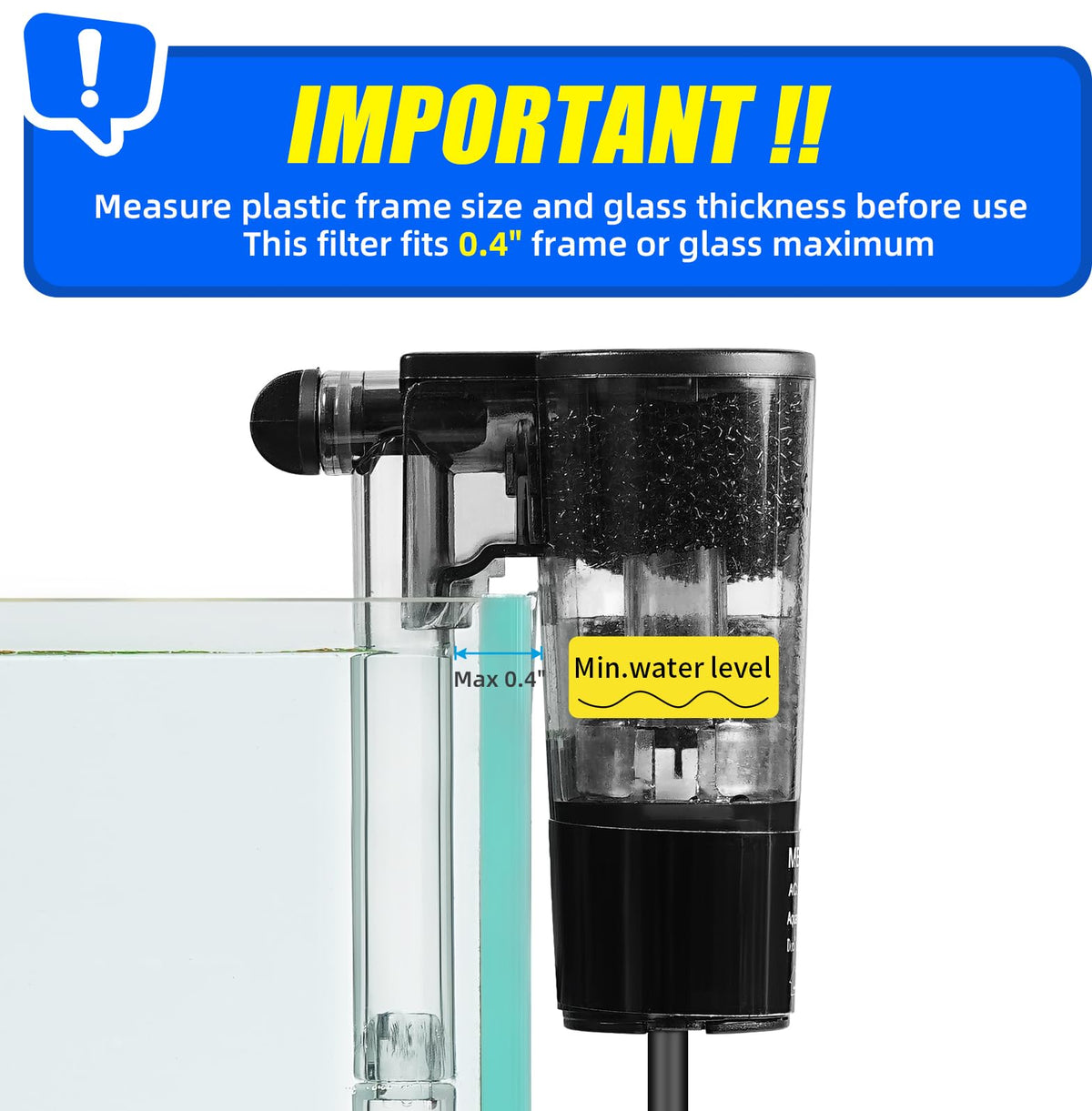 Aquarium Hang on Power Filter 3 Gallon 65GPH G796
