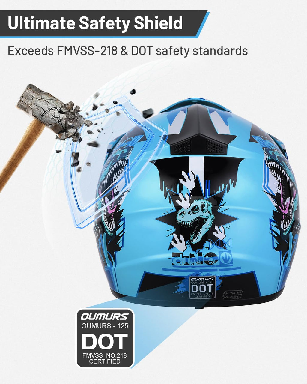 Youth DOT Approved Full Face Motocross Helmet U51555
