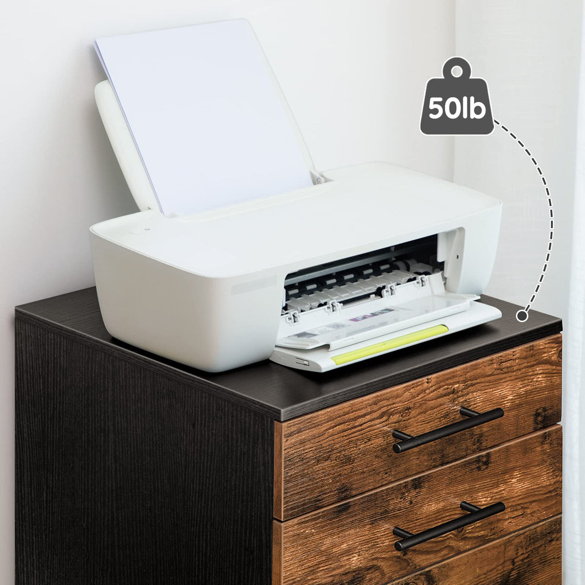 5 Drawer Wooden Mobile File Cabinet with Wheels B983956