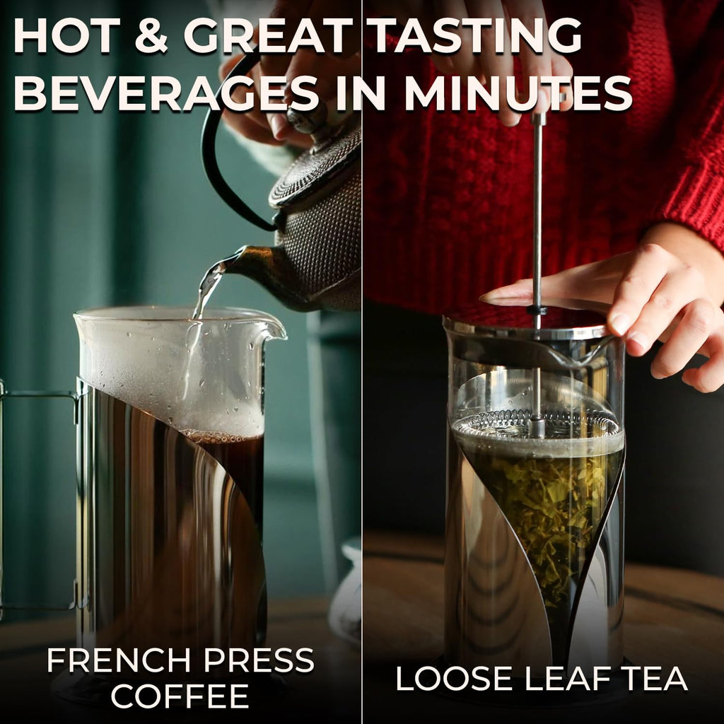 French Press Coffee Maker 34 oz Glass Stainless Steel T7173