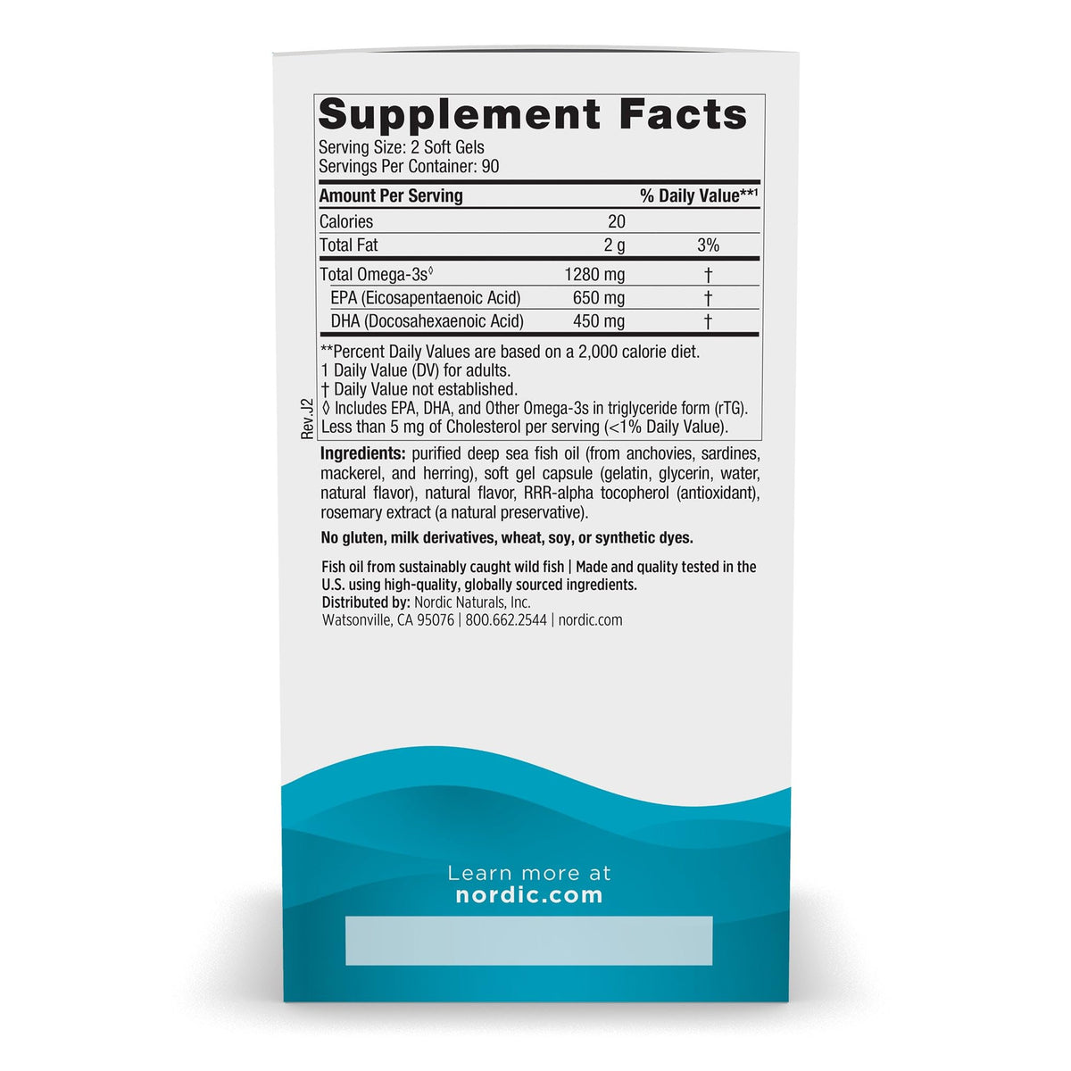 Omega-3 Fish Oil 1280mg 180 Count J66142