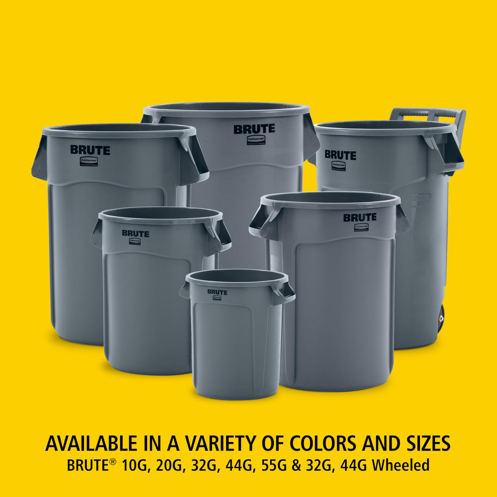 44-Gallon Gray Heavy-Duty Round Trash Container N201