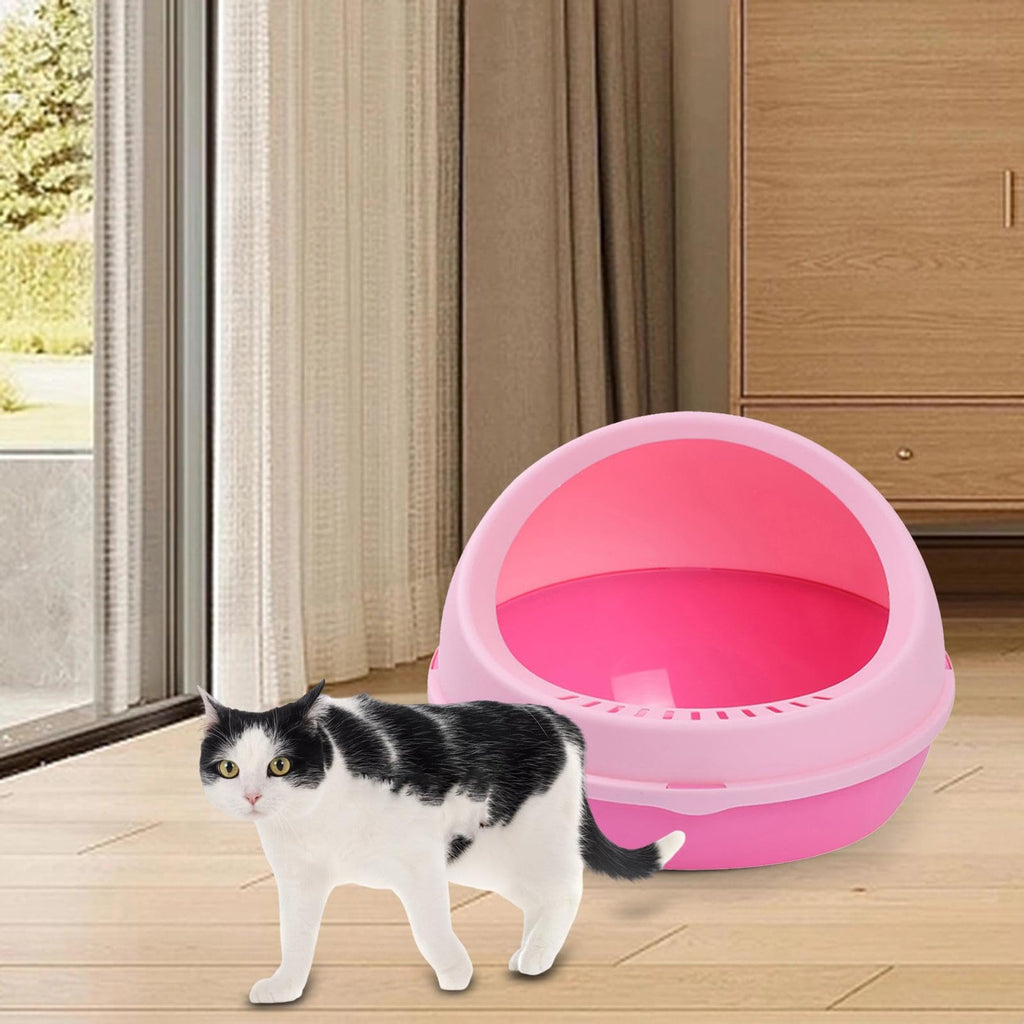Semi Enclosed Cat Litter Tray Pink Z875