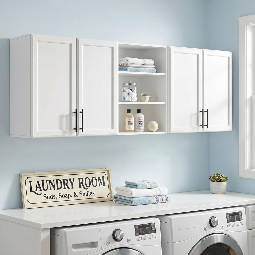 62.8" W Wall Mounted Laundry Cabinets with Adjustable Shelf G972752