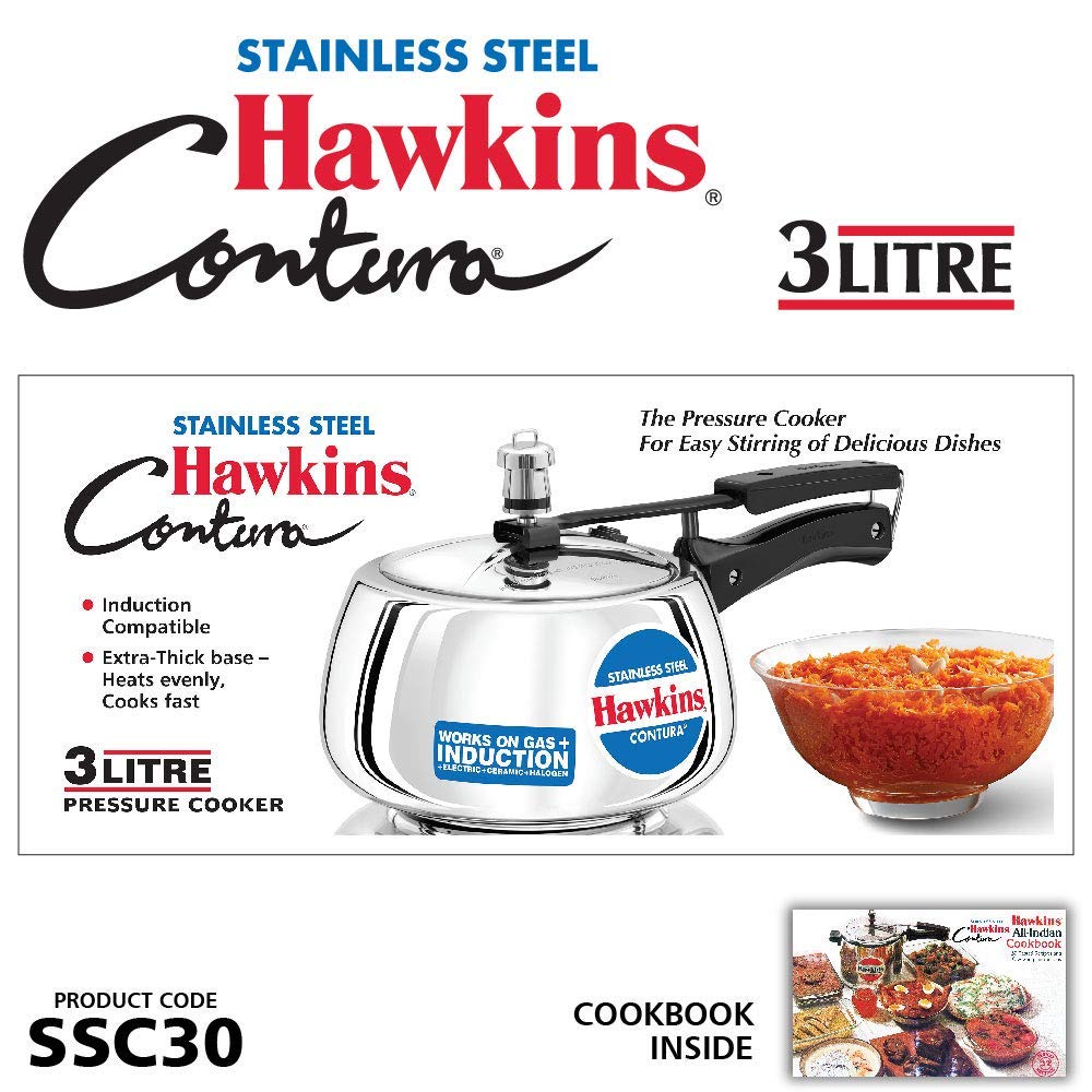 Stainless Steel Induction Gas Compatible Pressure Cooker Combo Set, Silver (1.5 litre and 3 litre) N47232