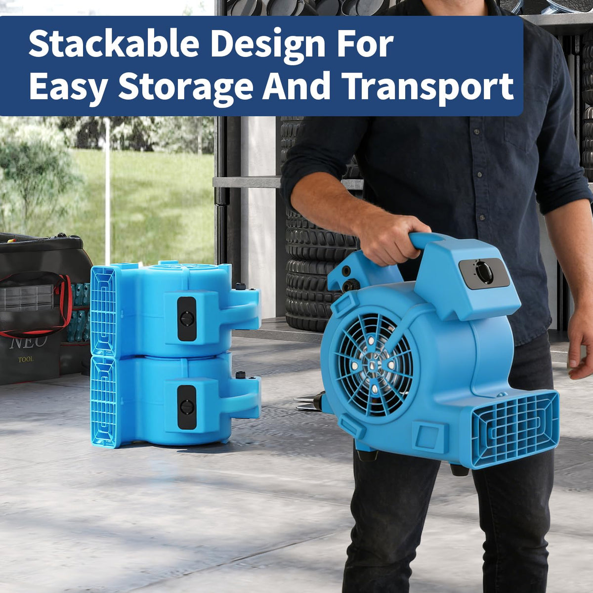 600 CFM Portable Air Mover Blower Fan with 3 Speeds V1387