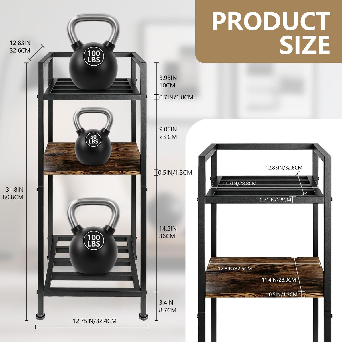 Black Metal Wood 3 Tier Water Dispenser Stand Z3926