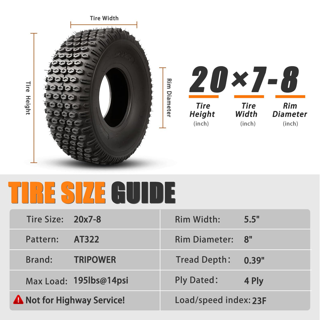 20x7-8 All Terrain ATV Tires Set of 2 H989