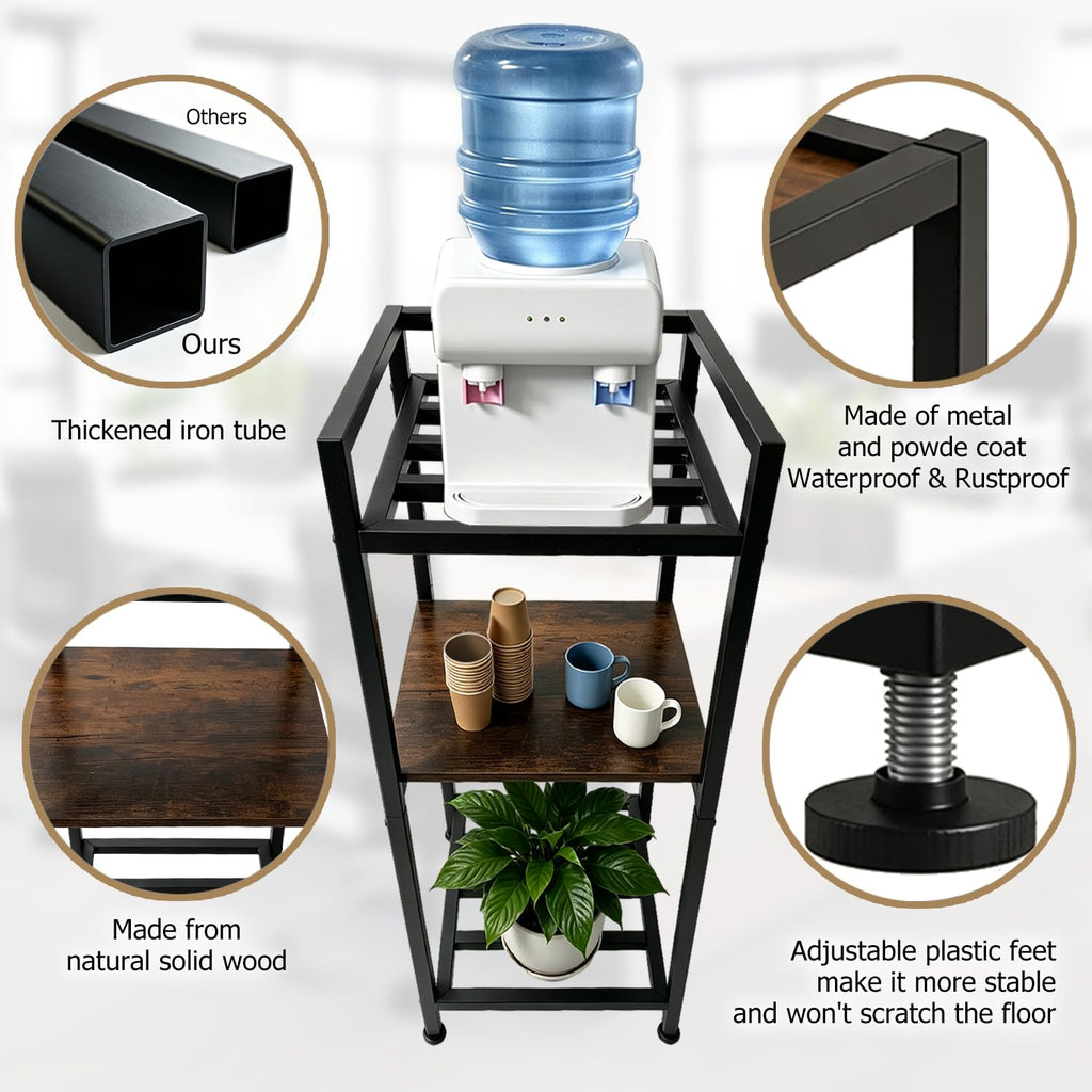 Black Metal Wood 3 Tier Water Dispenser Stand Z3926