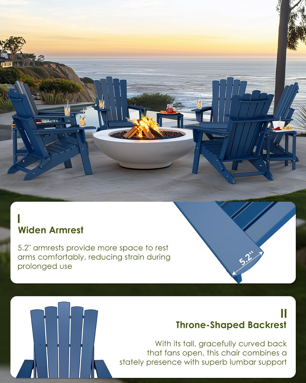Blue Folding Adirondack Chairs Set of 2 M17831
