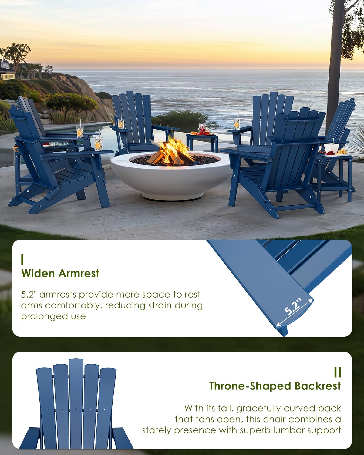 Blue Folding Adirondack Chairs Set of 2 M17831