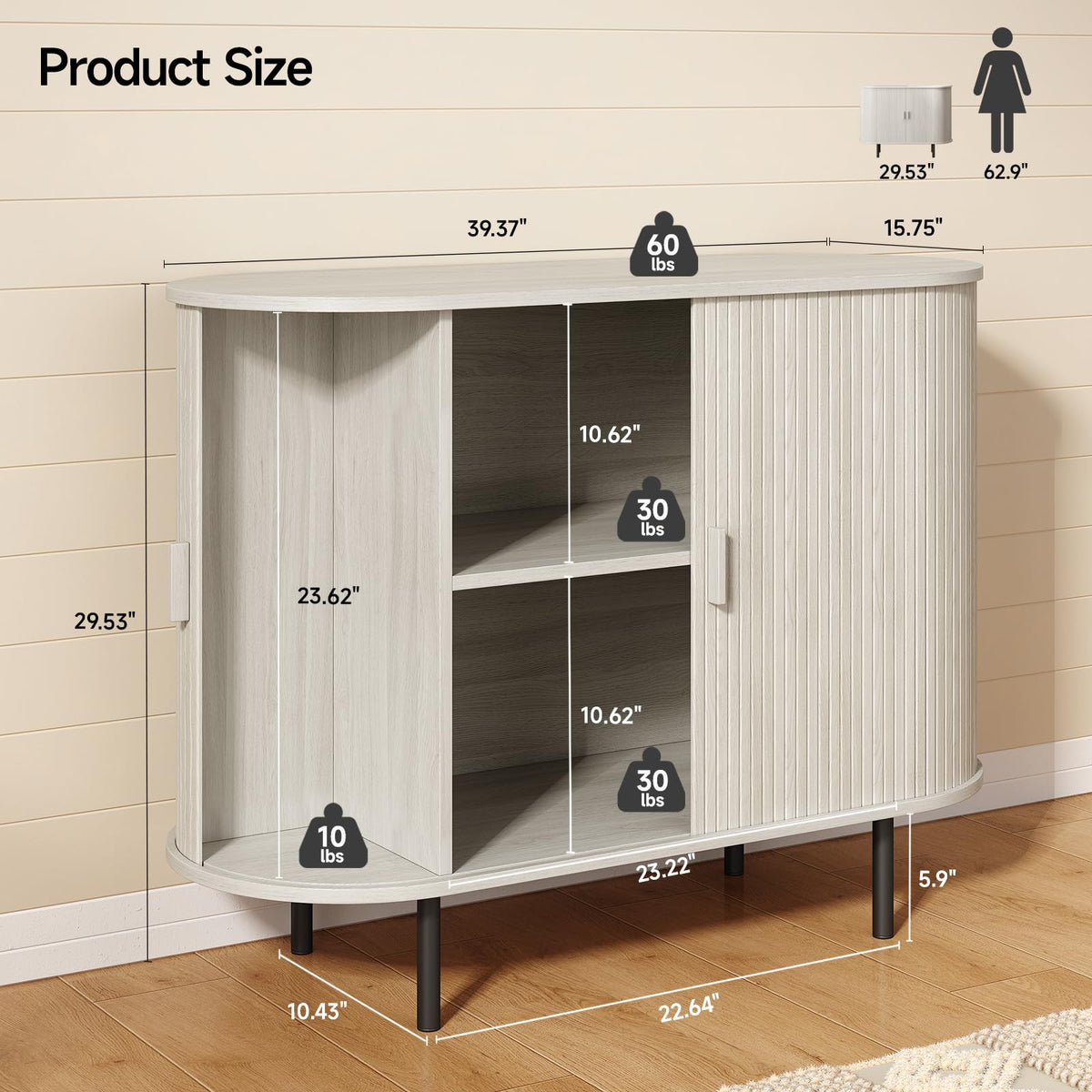 40" Sideboard Buffet Cabinet with Sliding Door S885