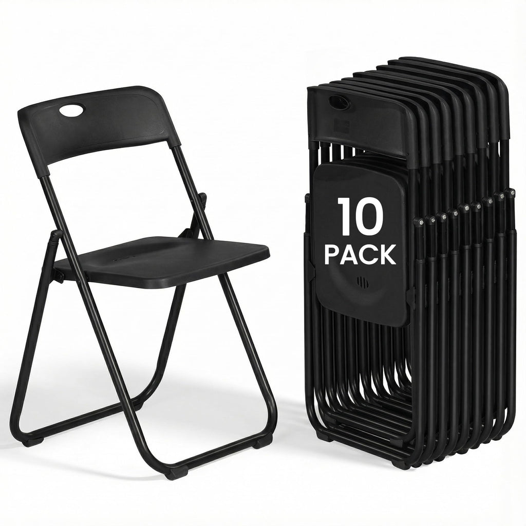 Black Plastic Folding Chairs 10 Pack L6587