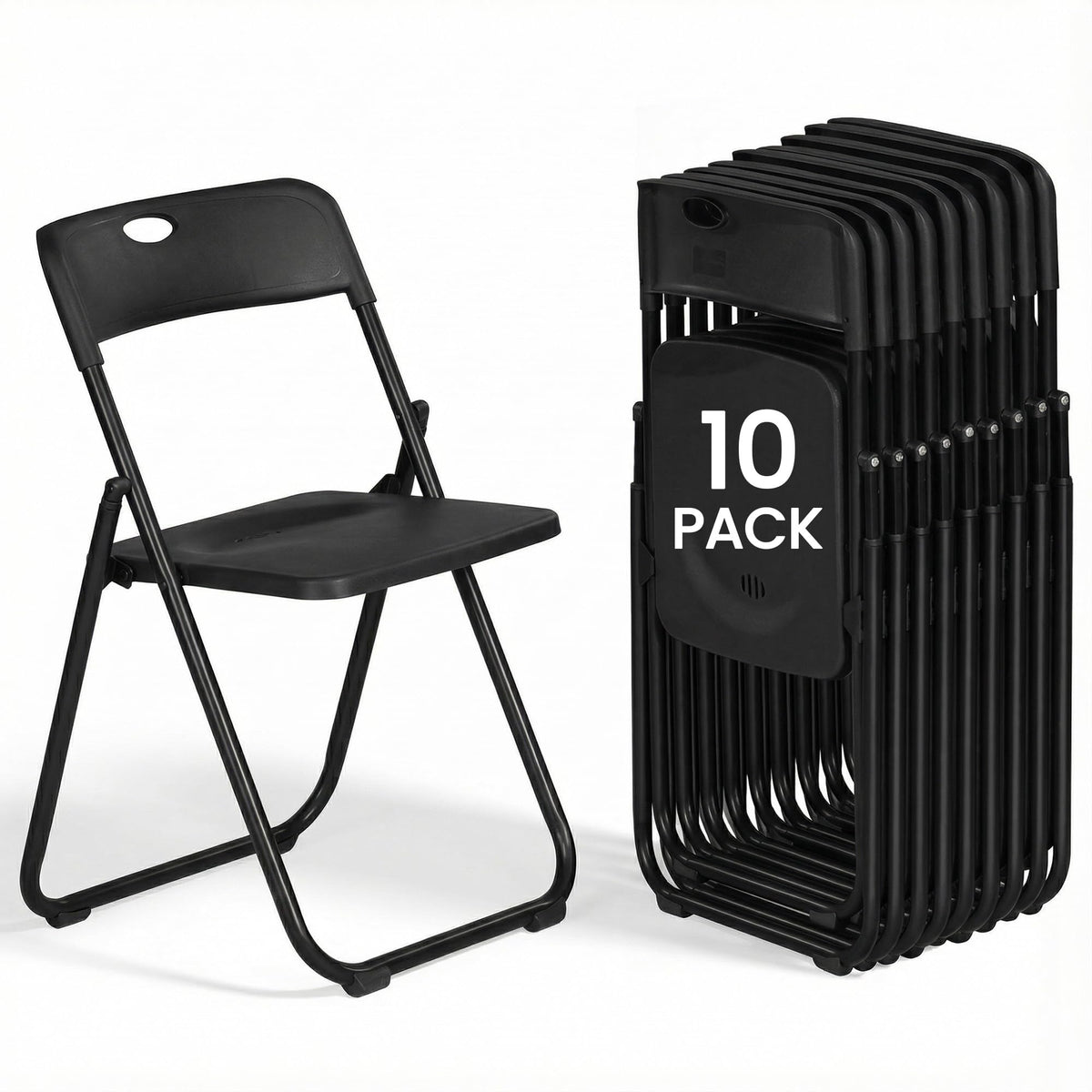 Black Plastic Folding Chairs 10 Pack L6587