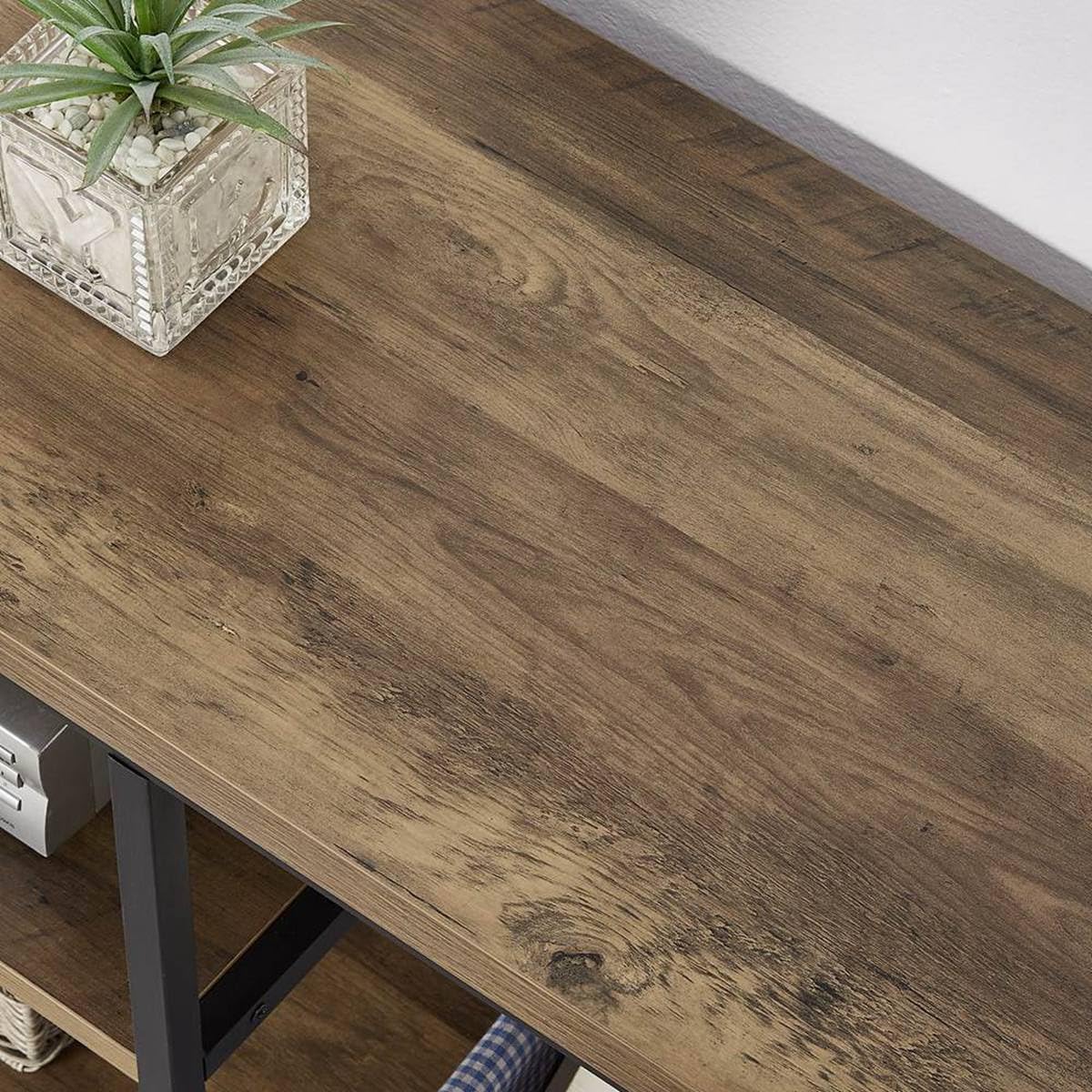 Oak 55 inch Wood and Metal TV Stand with Storage Shelves P54912