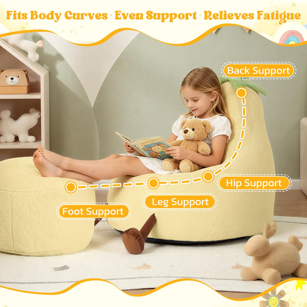 Yellow Faux Rabbit Fur Memory Foam Bean Bag Chair J459