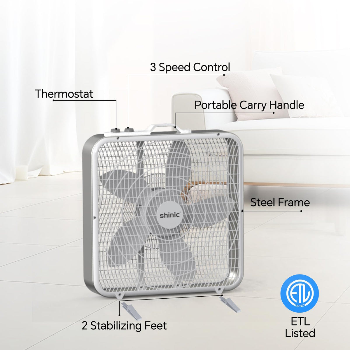 20" Box Fan with Thermostat G925424