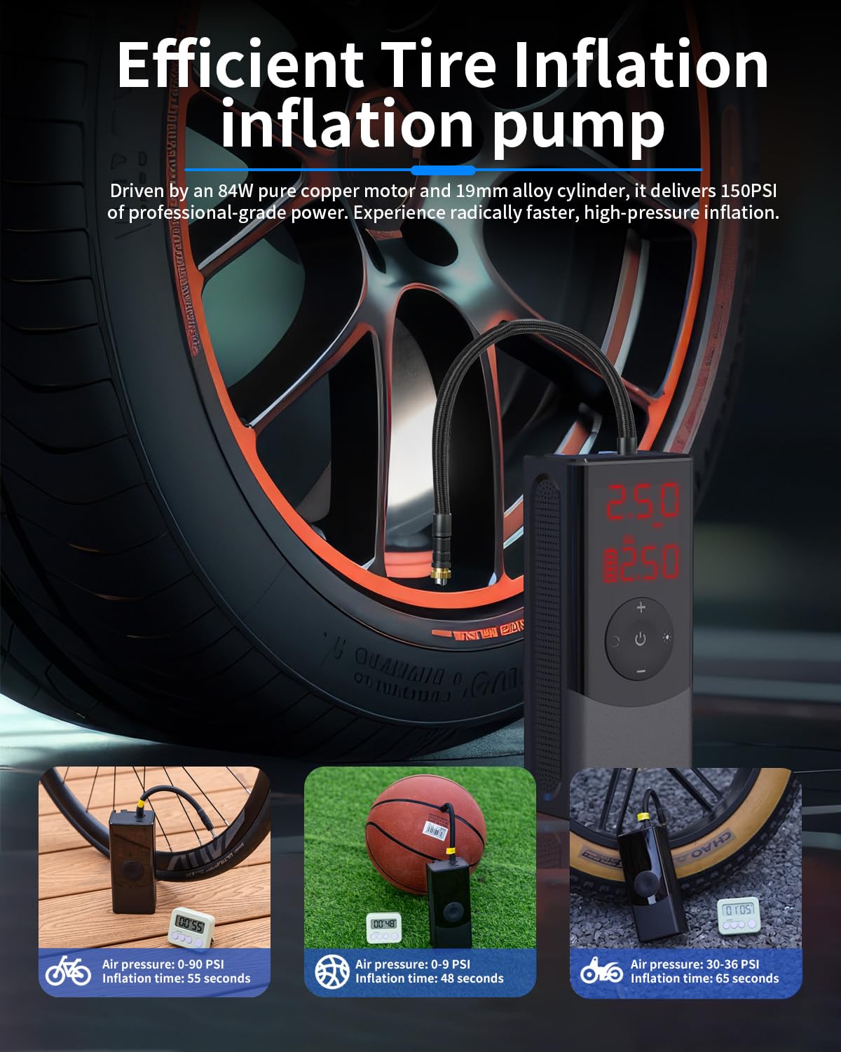 Portable Air Compressor 150 PSI with LED Light N5682
