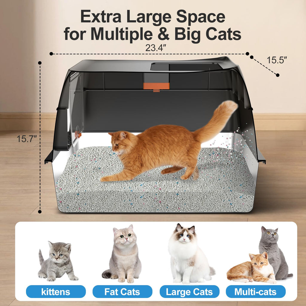 Extra Large Stainless Steel Litter Box with Lid G450