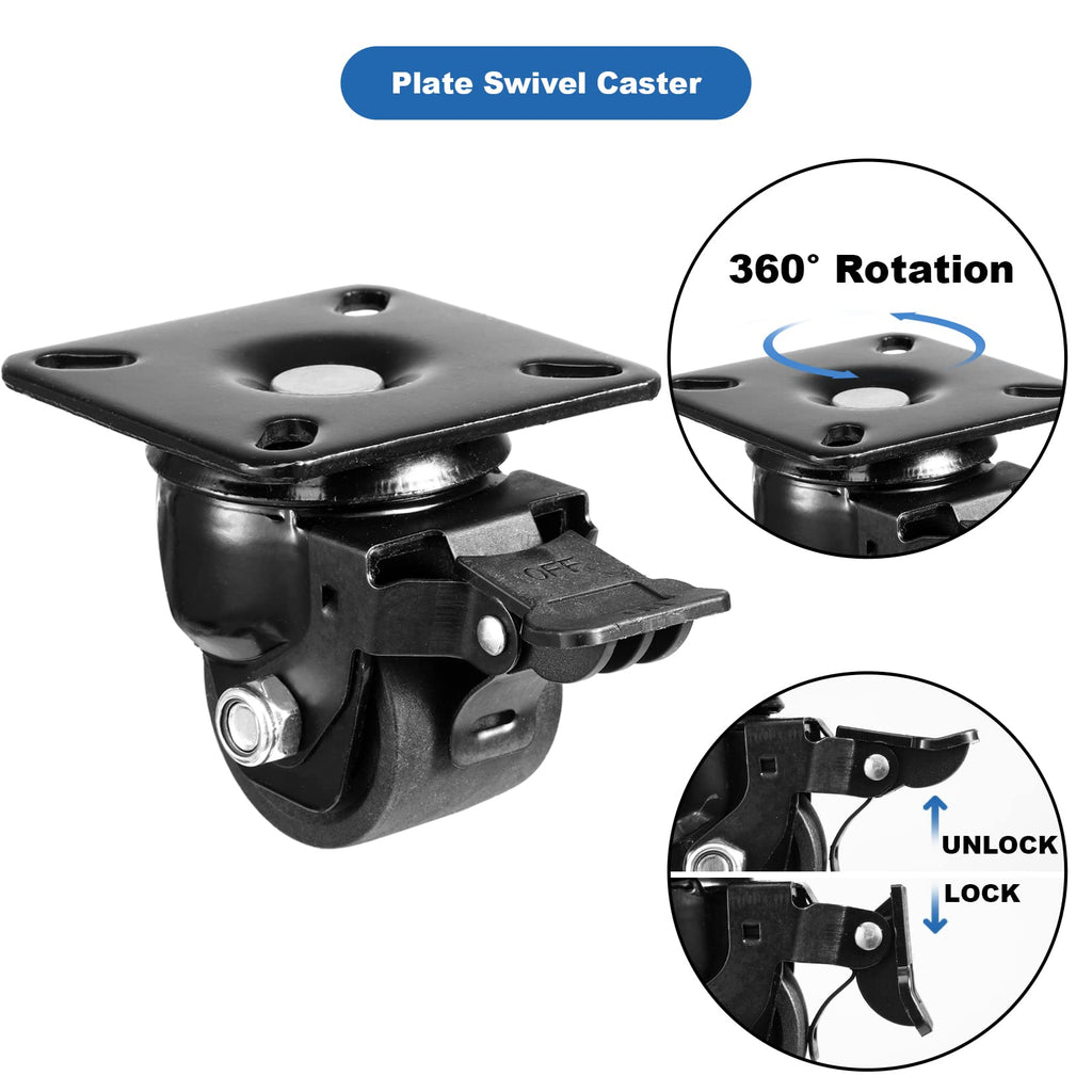 2-inch Swivel Caster Wheels Set of 4 with Brake M66000