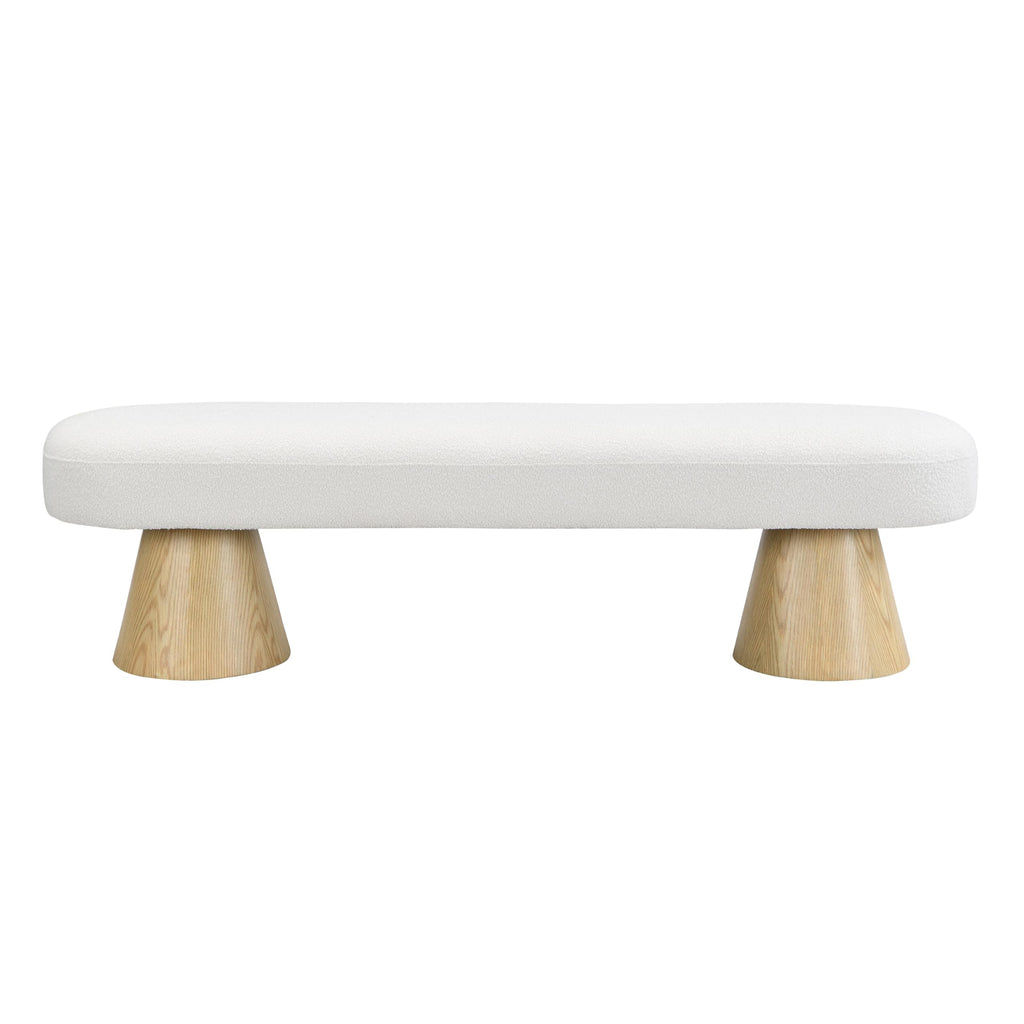 Beige Boucle Oval Dining Bench I111439