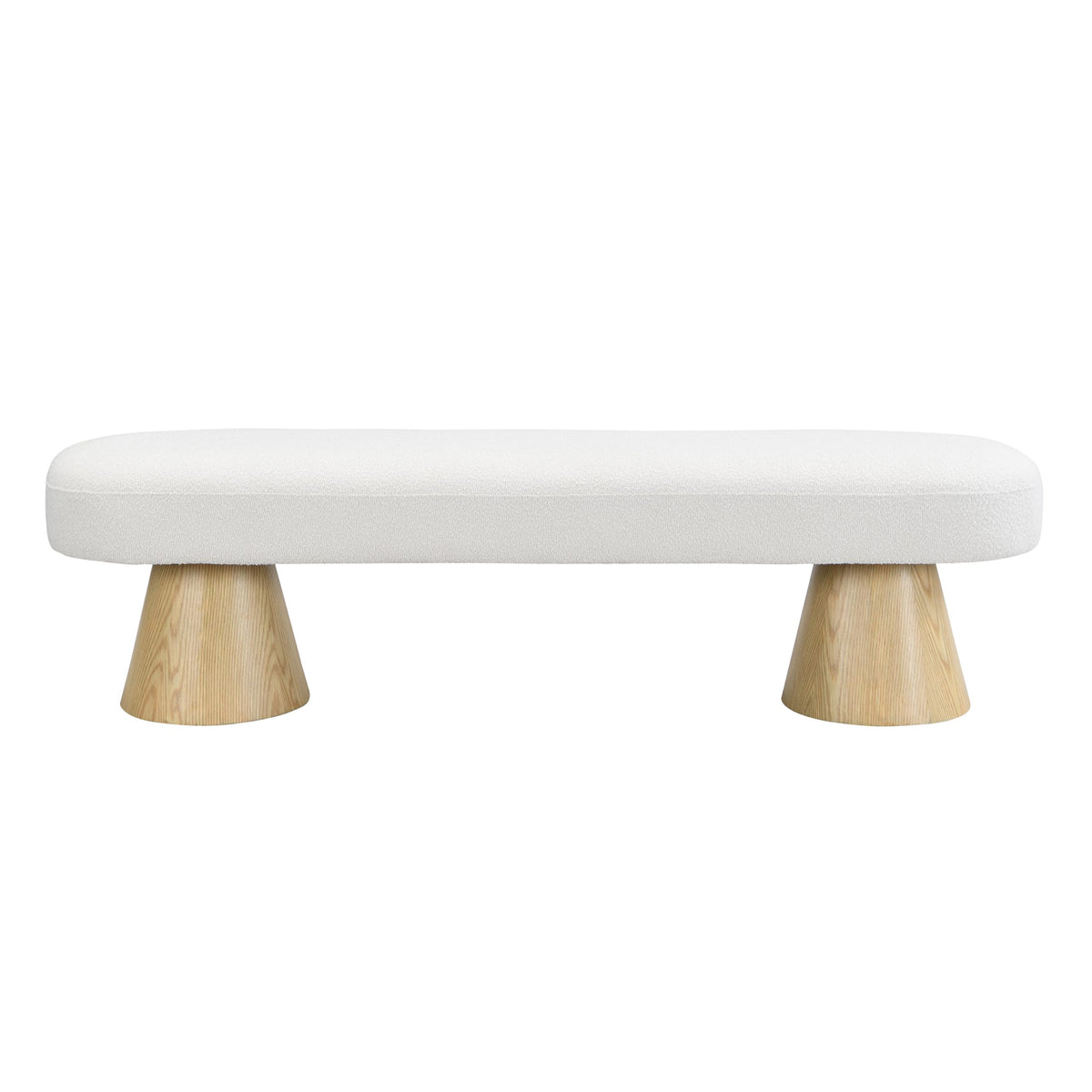 Beige Boucle Oval Dining Bench I111439