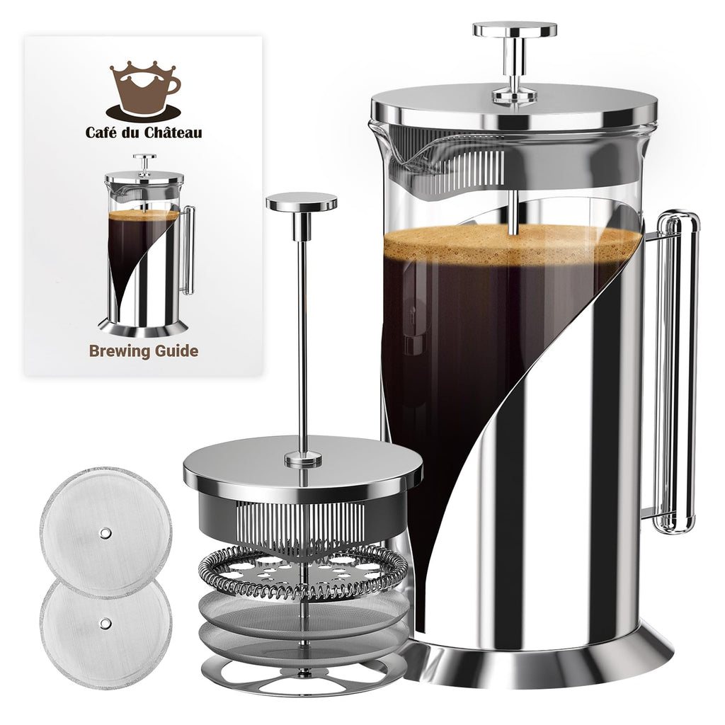 French Press Coffee Maker 34 oz Glass Stainless Steel T7173