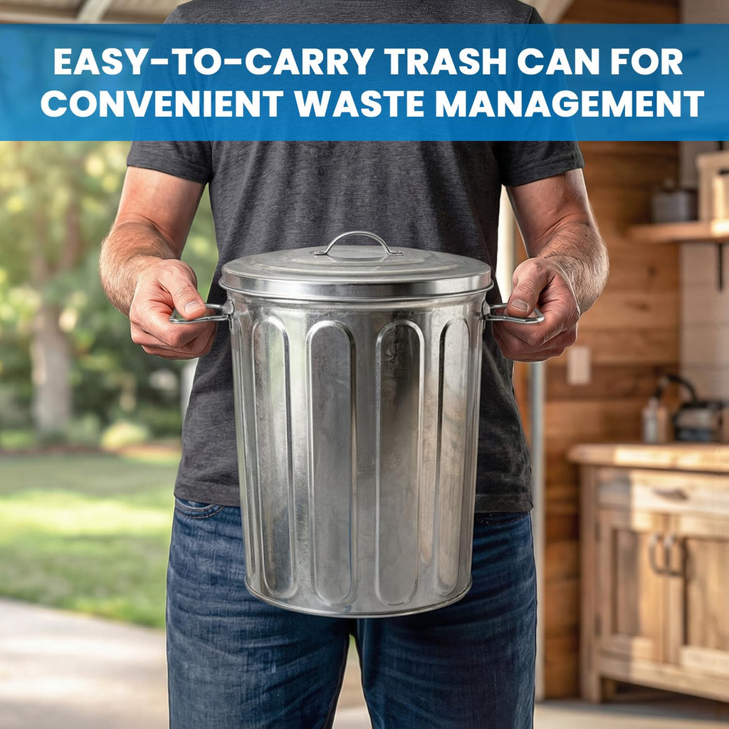 5 Gallon Metal Trash Can with Lid K7773